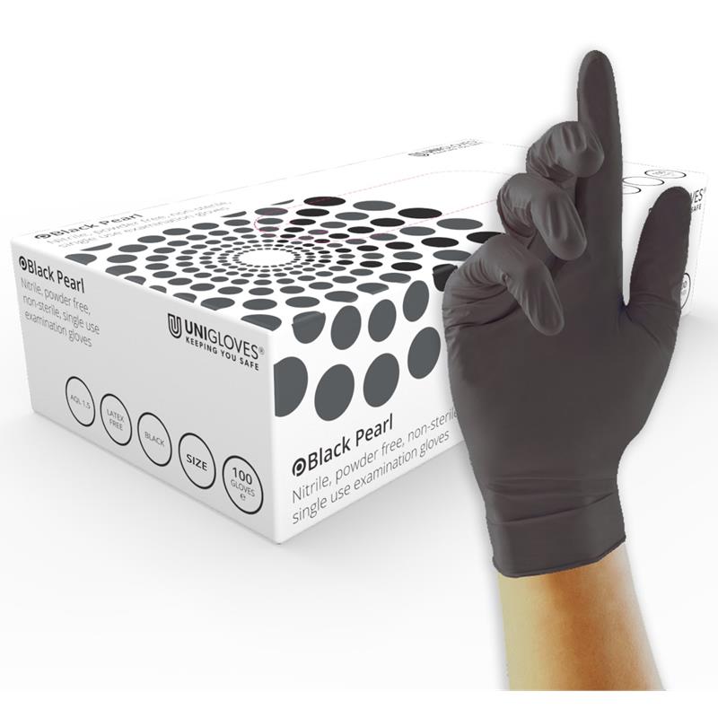 Unigloves Black Nitrile Gloves Powder Free Large