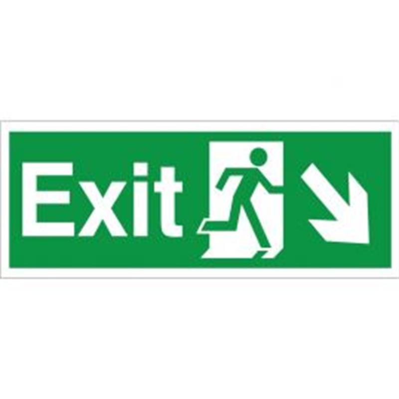 Exit Man Running Arrow Down Right 150x400mm Self-Adhesive
