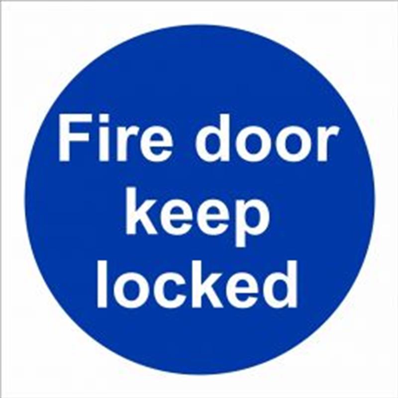 Fire Door Keep Locked 100x100mm Self-Adhesive